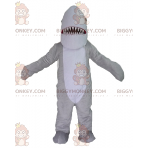 Costume de mascotte BIGGYMONKEY™ de requin gris et blanc