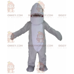 Costume de mascotte BIGGYMONKEY™ de requin gris et blanc