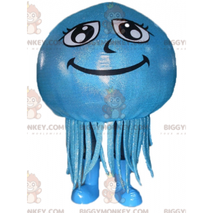 BIGGYMONKEY™ Costume da mascotte medusa blu sorridente gigante