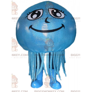 Kostým BIGGYMONKEY™ obří usmívající se modrá medúza maskota –