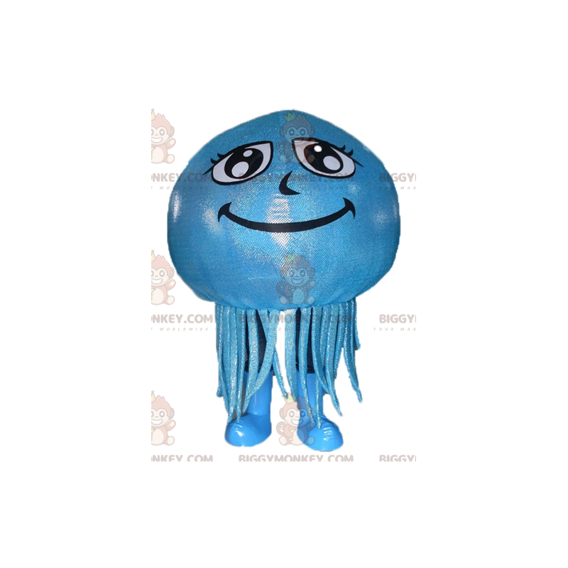 BIGGYMONKEY™ Costume da mascotte medusa blu sorridente gigante