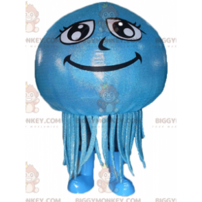 BIGGYMONKEY™ Costume da mascotte medusa blu sorridente gigante