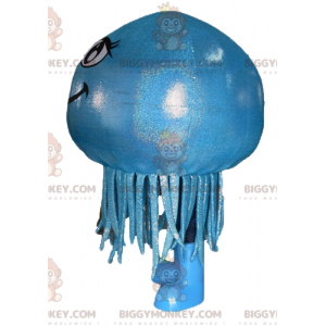 Kostium maskotka gigantycznej uśmiechniętej niebieskiej meduzy