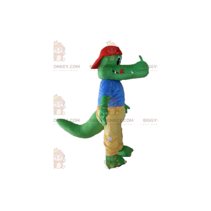 Traje de mascote de crocodilo verde BIGGYMONKEY™ vestido em
