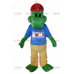 Costume da mascotte BIGGYMONKEY™ coccodrillo verde vestito di