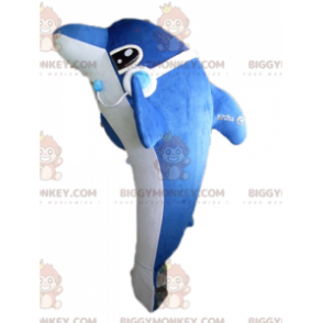 Disfraz de mascota gigante y muy realista de delfín azul y