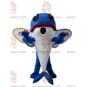 BIGGYMONKEY™ Disfraz de mascota Delfín azul Pez volador con
