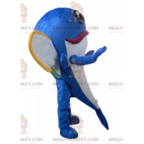 BIGGYMONKEY™ Mascot Costume Blue Dolphin Flying Fish with Wings