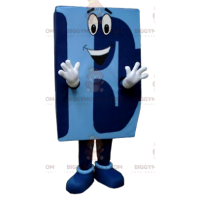 Traje de mascote BIGGYMONKEY™ em forma de E azul maiúsculo –