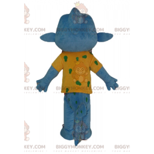 Blue Fish BIGGYMONKEY™-mascottekostuum met zeer lachend geel