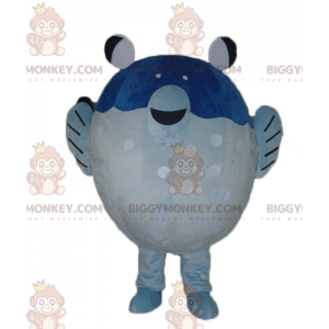 Costume de mascotte BIGGYMONKEY™ de gros poisson bleu et blanc