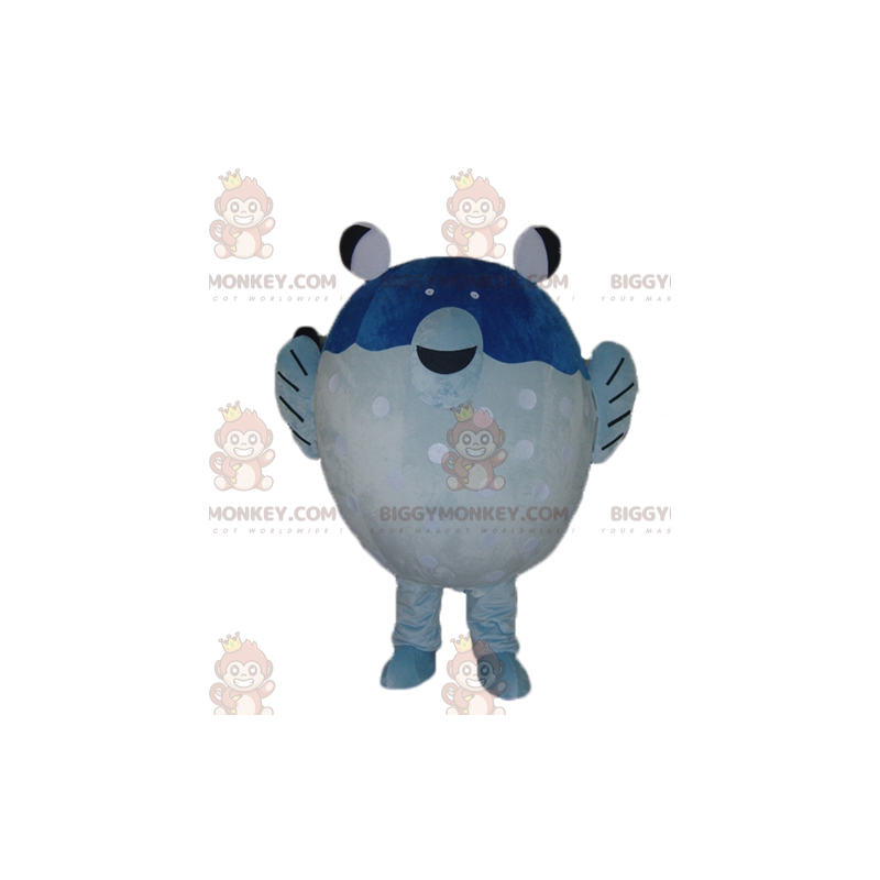 Costume de mascotte BIGGYMONKEY™ de gros poisson bleu et blanc