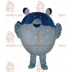 Costume de mascotte BIGGYMONKEY™ de gros poisson bleu et blanc