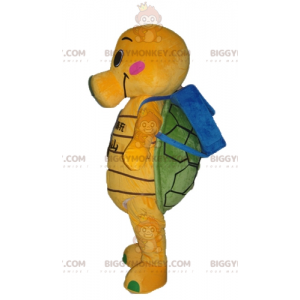 Traje de mascote BIGGYMONKEY™ de tartaruga verde e laranja com