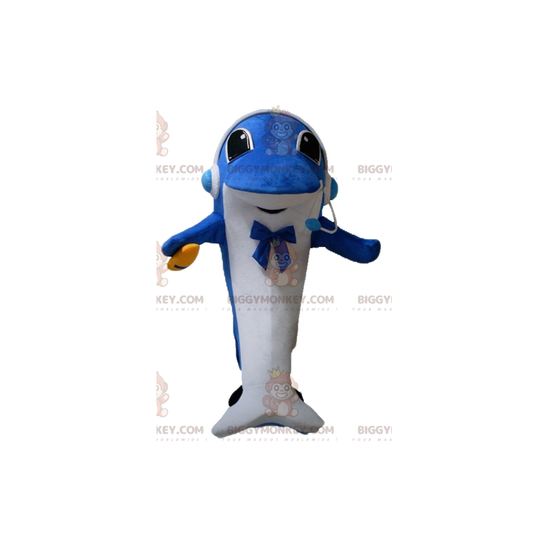 Blå og hvid delfin BIGGYMONKEY™ maskotkostume med