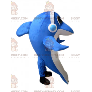 Blå og hvid delfin BIGGYMONKEY™ maskotkostume med