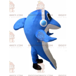 Costume da mascotte BIGGYMONKEY™ delfino blu e bianco con