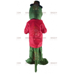 Green Crocodile BIGGYMONKEY™ Mascot Costume with Red Jacket and