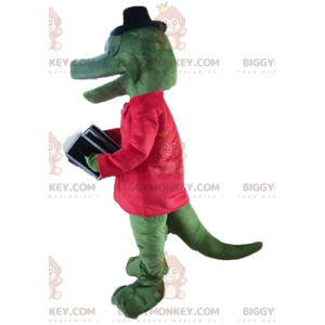 Green Crocodile BIGGYMONKEY™ Mascot Costume with Red Jacket and