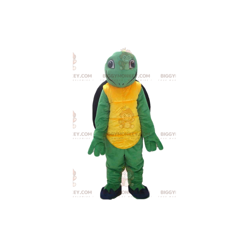 BIGGYMONKEY™ amichevole costume mascotte tartaruga giallo verde