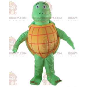 Disfraz de mascota BIGGYMONKEY™ de tortuga naranja y verde muy