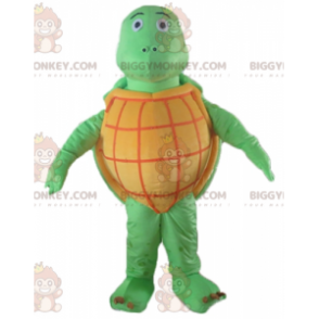 Traje de mascote BIGGYMONKEY™ de tartaruga verde e laranja de