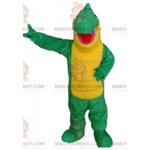 Costume de mascotte BIGGYMONKEY™ de crocodile vert et jaune