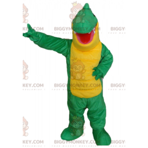 Jättegrön och gul krokodil BIGGYMONKEY™ maskotdräkt -
