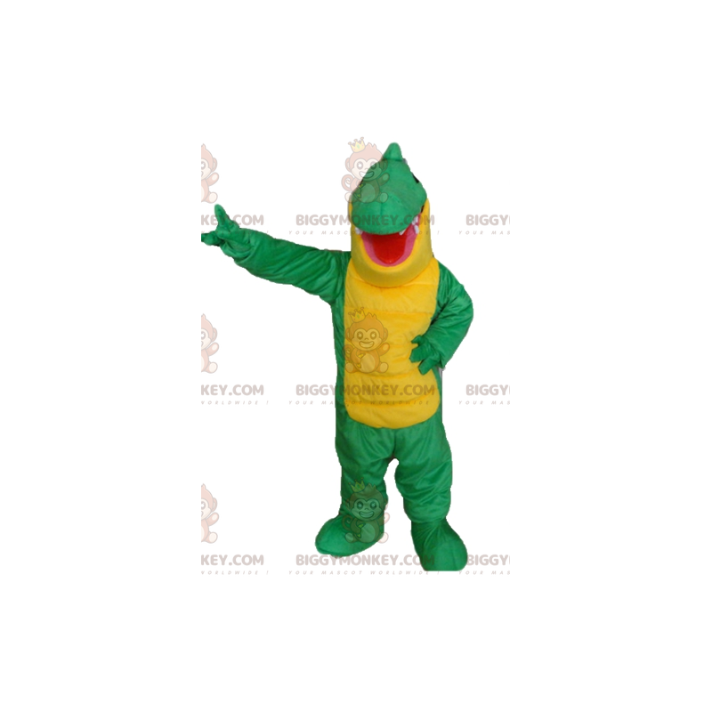 Costume de mascotte BIGGYMONKEY™ de crocodile vert et jaune