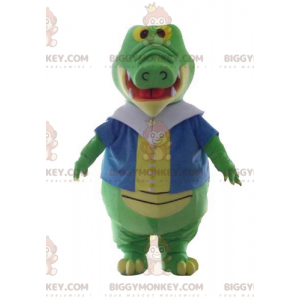 Grøn og gul krokodille BIGGYMONKEY™ maskotkostume med farverig