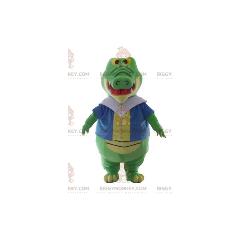 Costume mascotte BIGGYMONKEY™ coccodrillo verde e giallo con