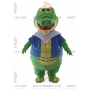 Costume mascotte BIGGYMONKEY™ coccodrillo verde e giallo con