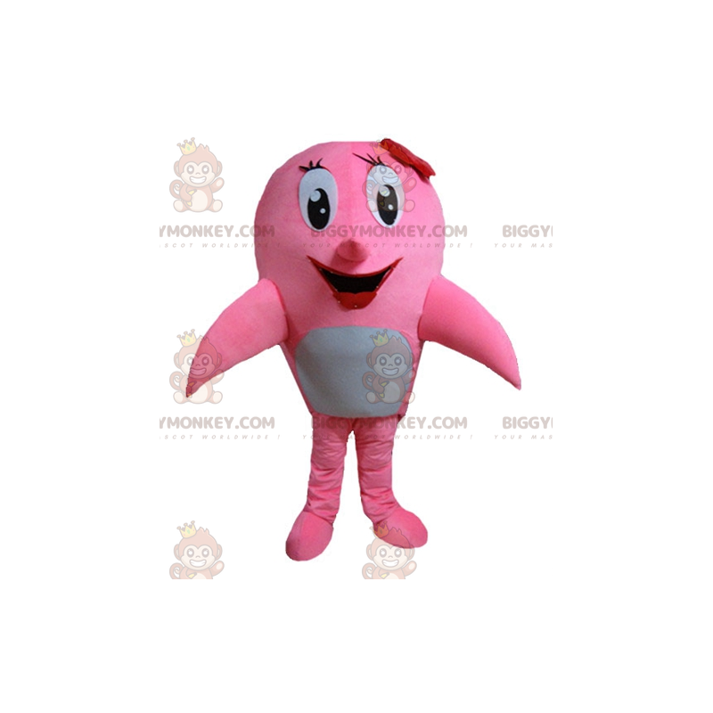 Costume de mascotte BIGGYMONKEY™ de dauphin rose et blanc de