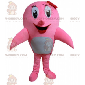Costume de mascotte BIGGYMONKEY™ de dauphin rose et blanc de