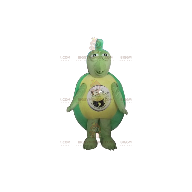 Traje de mascote original e engraçado de tartaruga verde e