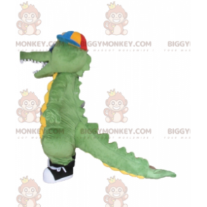 Costume da mascotte BIGGYMONKEY™ coccodrillo verde e giallo con