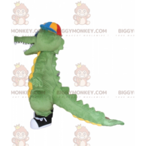 Green and Yellow Crocodile BIGGYMONKEY™ Mascot Costume with Cap