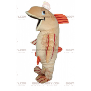 BIGGYMONKEY™ Big Fish Beige Orange og rød maskotkostume -