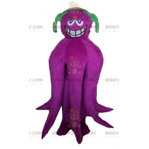 BIGGYMONKEY™ Costume mascotte polpo gigante viola con cuffie -