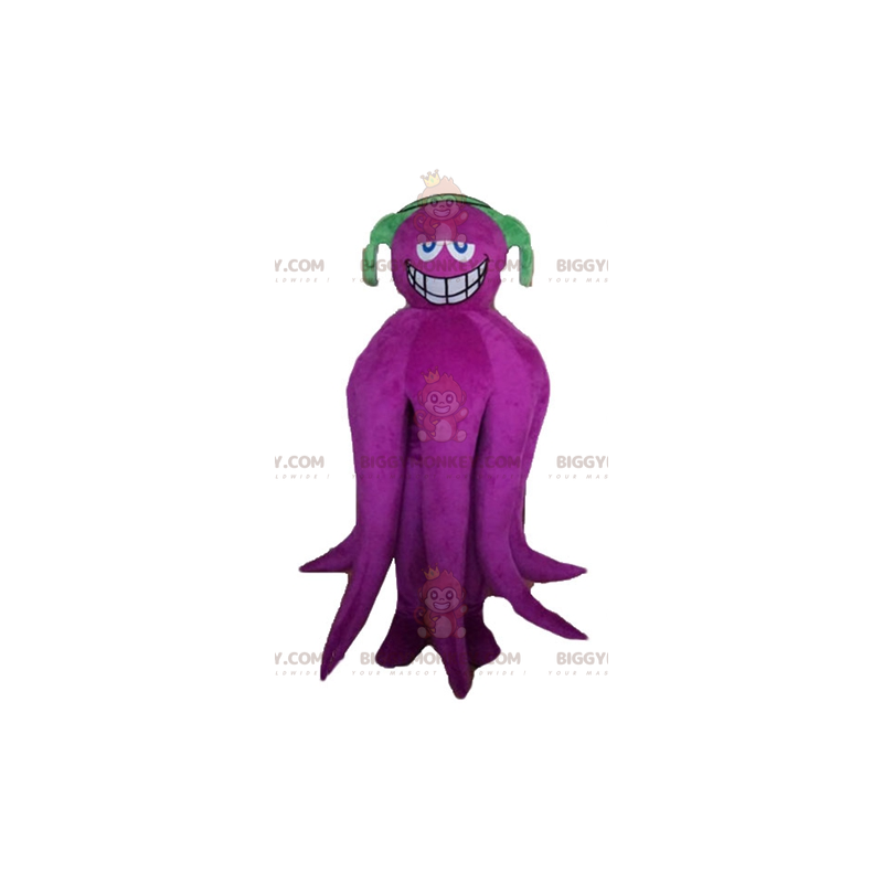 BIGGYMONKEY™ Purple Giant Octopus -maskottiasu kuulokkeilla -