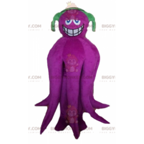 BIGGYMONKEY™ Costume mascotte polpo gigante viola con cuffie -