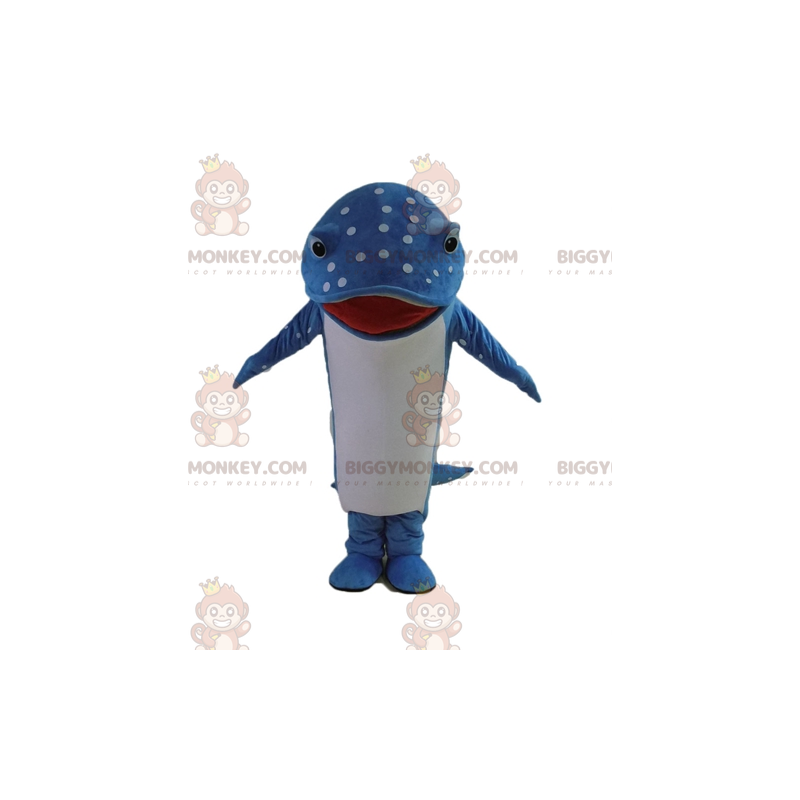 Blå og hvid prikket delfinfisk BIGGYMONKEY™ maskotkostume -
