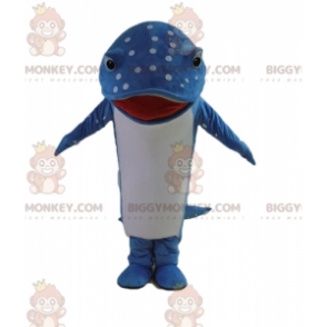 Disfraz de mascota Pez delfín con lunares azul y blanco