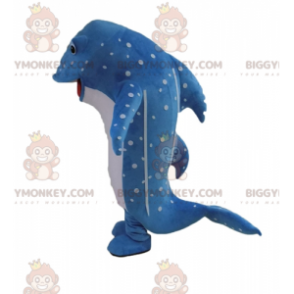 BIGGYMONKEY™ Maskottchen-Kostüm mit blauen und weißen Polka Dot