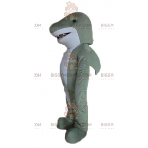 Costume de mascotte BIGGYMONKEY™ de requin gris et blanc