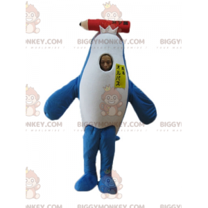 Costume da mascotte Orca delfino blu e bianco BIGGYMONKEY™ con