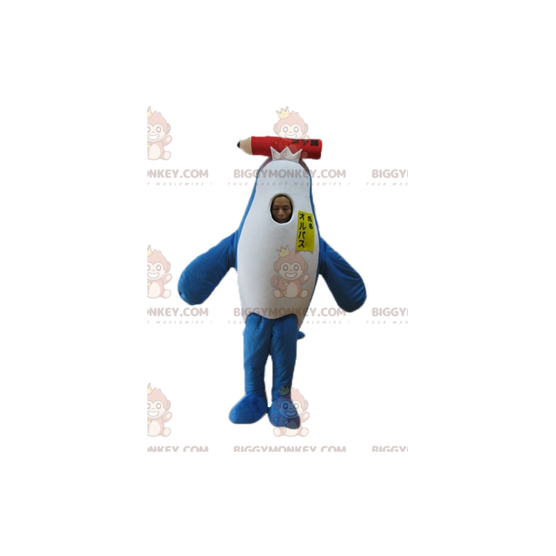 Costume da mascotte Orca delfino blu e bianco BIGGYMONKEY™ con