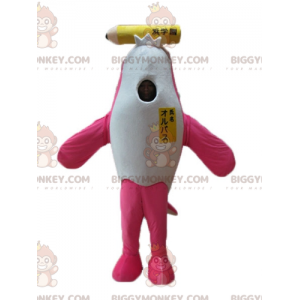 Fantasia de mascote orca de golfinho rosa e branco BIGGYMONKEY™