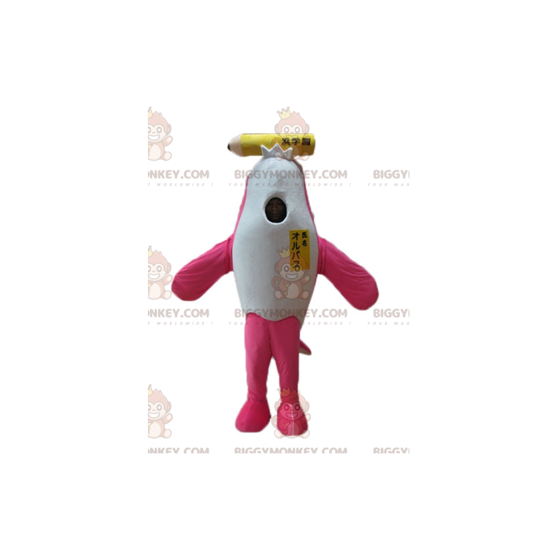 Costume da mascotte Orca delfino rosa e bianco BIGGYMONKEY™ con