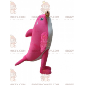 Costume da mascotte Orca delfino rosa e bianco BIGGYMONKEY™ con